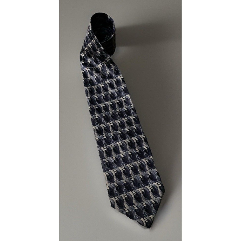 Jacobs & Roberts Neckwear Tie Multicolor Blue Black Geometric AOP Silk USA JBHS